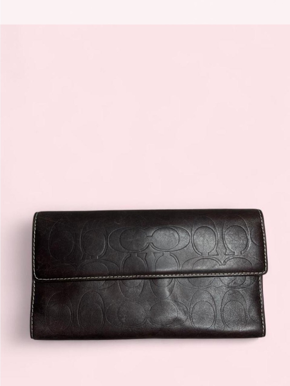 Coach Brown Embossed Signature Fold Wallet